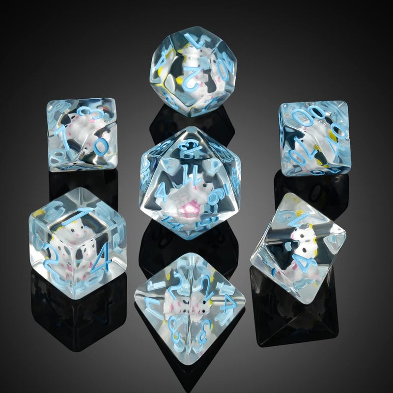 DNDND Unicorn DND Dice Set, 7PCS Cute Resin D&D Dice with Velvet Bag for Dungeons and Dragons Role Playing Games and Tabletop Games（Unicorn - Image 3